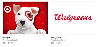 Screencap of Facebook gifts for Target and Walgreens.