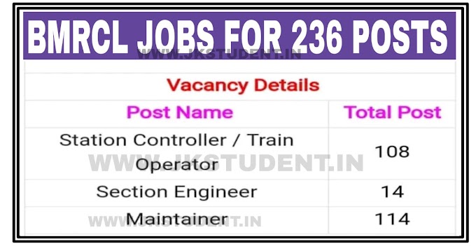 236 Posts BMRCL Jobs Recruitment For Trainee Operator, Maintainer & Others