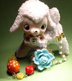 vintage style inspired colorful flower necklace vintage glass lamb