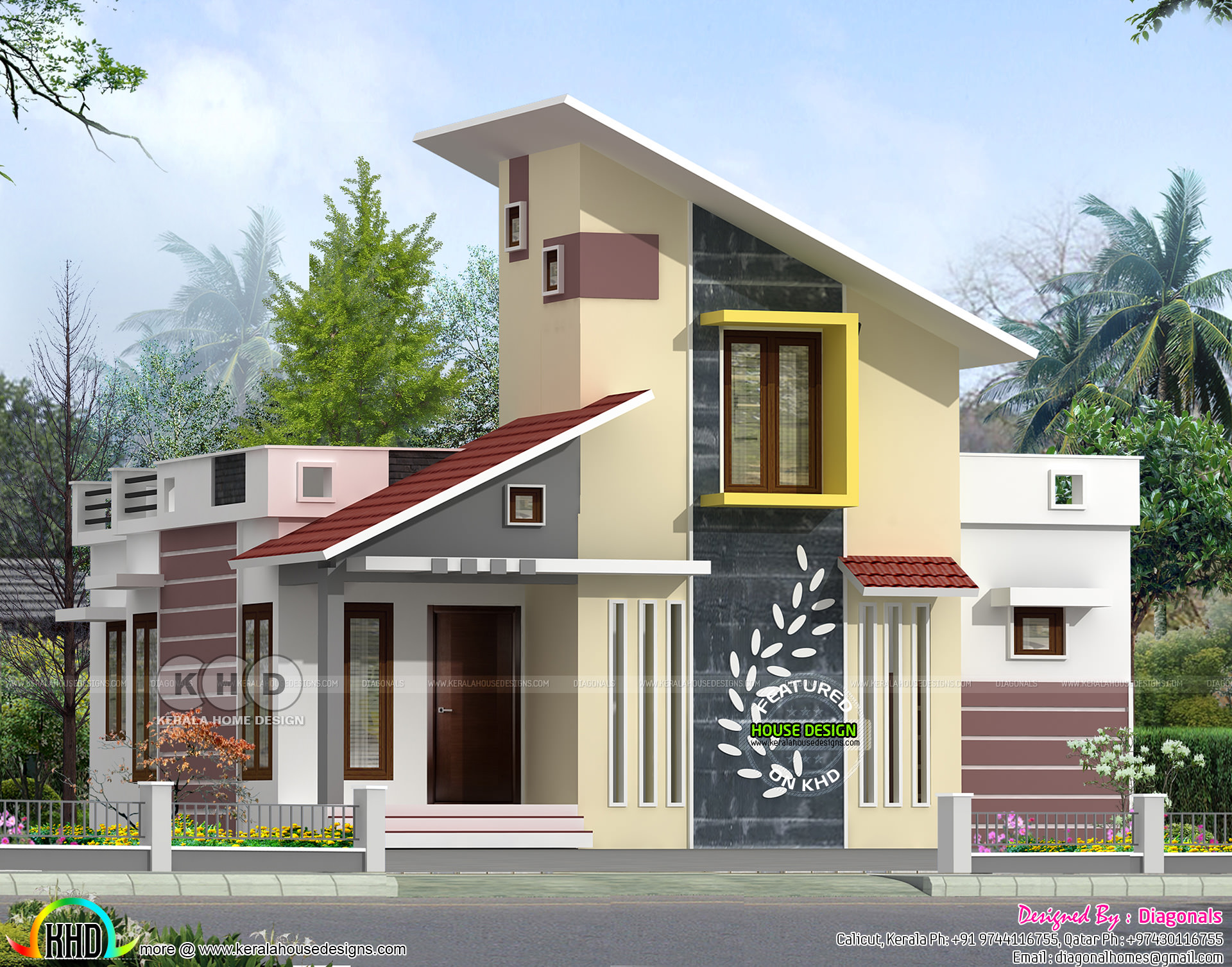 Modern single floor 3 BHK home  1200  sq  ft  Kerala home  