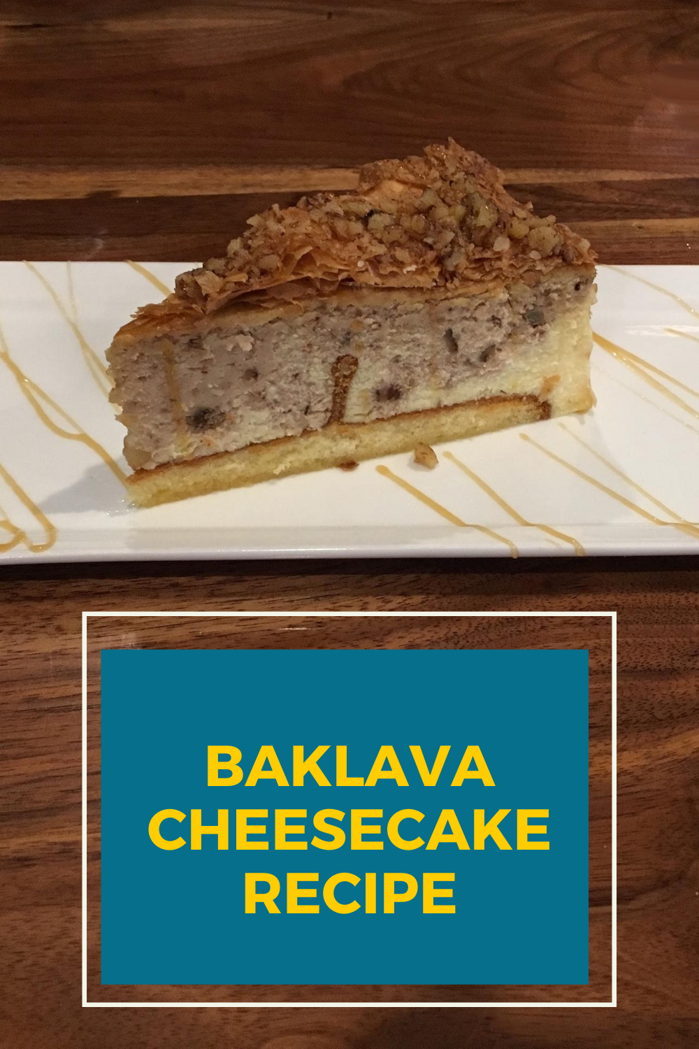 One piece of baklava cheesecake