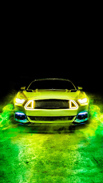 Phone Wallpaper: Sports Car, Dark, Green, Lights, Car