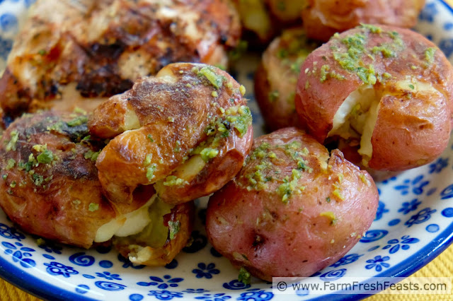 http://www.farmfreshfeasts.com/2015/05/grilled-garlic-scape-pesto-smashed.html