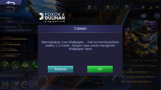 Live Wallpaper Hero Mobile Legend Catatan