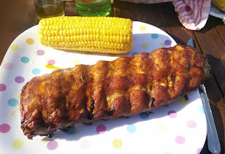 Ribs and sweetcorn (before the salad was added to the plate)