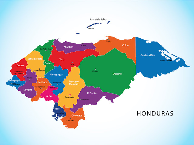 mapa división departamental de honduras