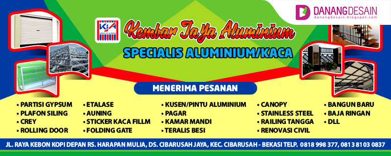 Contoh Desain  Banner atau Spanduk Aluminium dan Kaca 