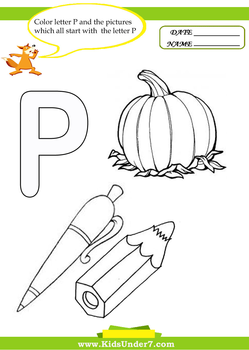 kids under 7 letter p worksheets and coloring pages