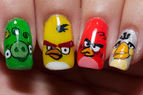 Angry Birds over The Nail Junkie's jelly polishes