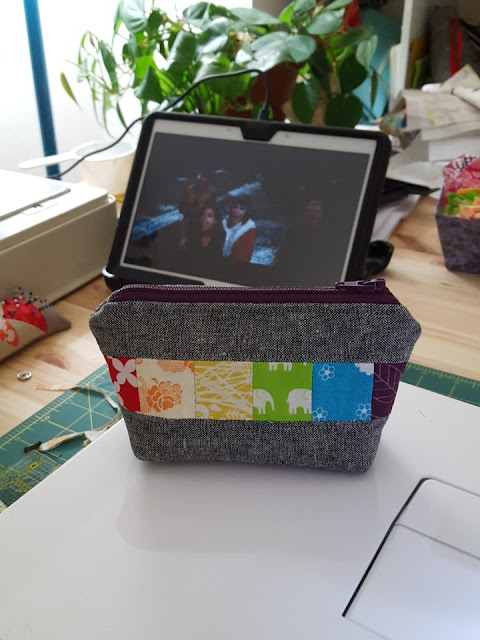 tiny rainbow patchwork wedge bag