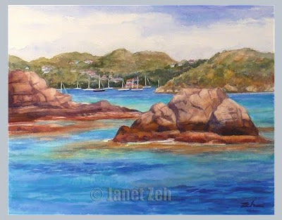 St. Barts Harbor watercolor