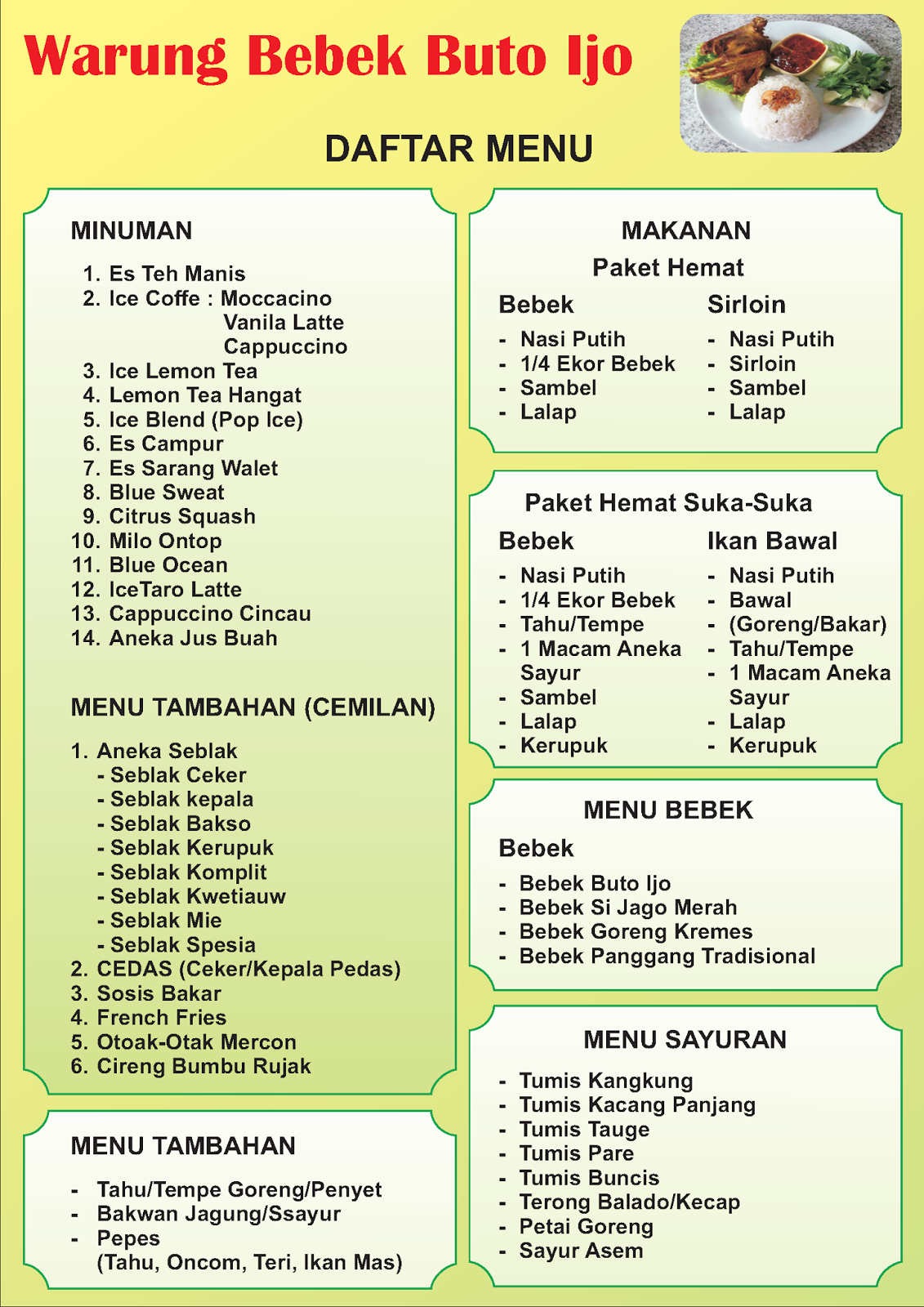 iMenui Warung Bebek Buto Ijo iMenu Masakan Seminggui iMenui 