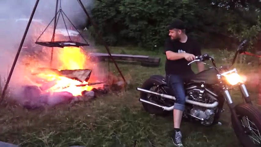 FuNofLife rumble!cHow-To Start A Camp-Fire With A Harley Davidson!