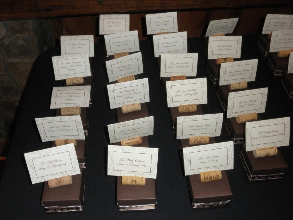 The cute little place cards were held by corks