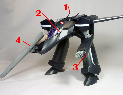 Macross 7 VF-17D Nightmare Armament weapon position