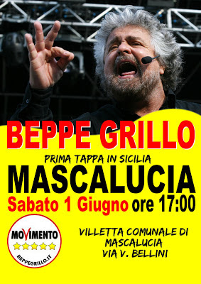 BEPPE GRILLO A MASCALUCIA 1 giugno 2013 h.17 Villa Comunale