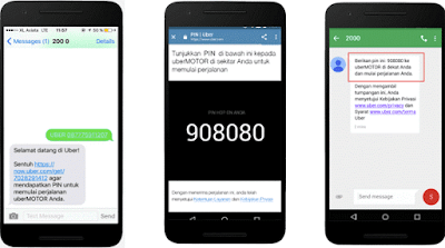 SMS Kode PIN UBER