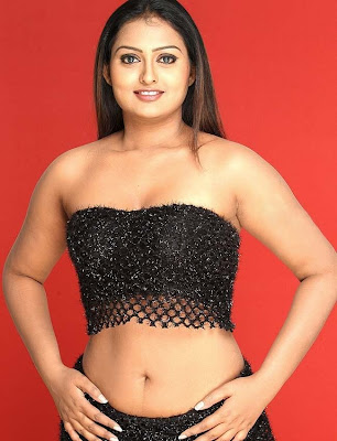 Tamil Actress Vindhiya Hot Navel Show in Black Dress