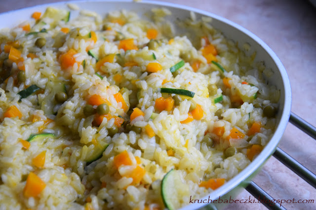 Risotto z dynią hokkaido, cukinią i zielonym groszkiem