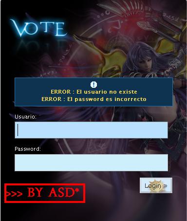 Interfaz de ingreso al vote reward