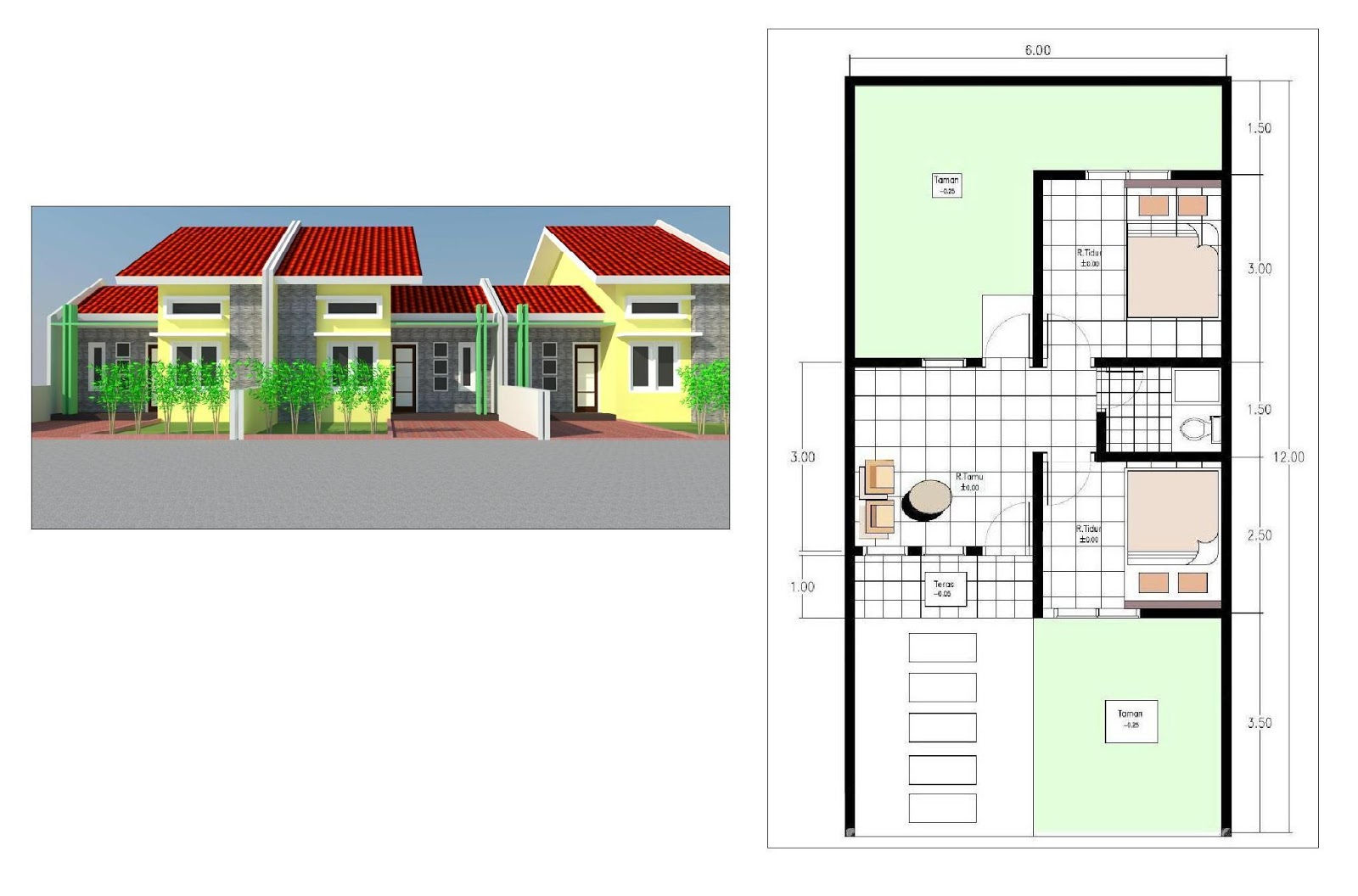 Kumpulan Desain Rumah Type 30 Terunik Sketsa Desain