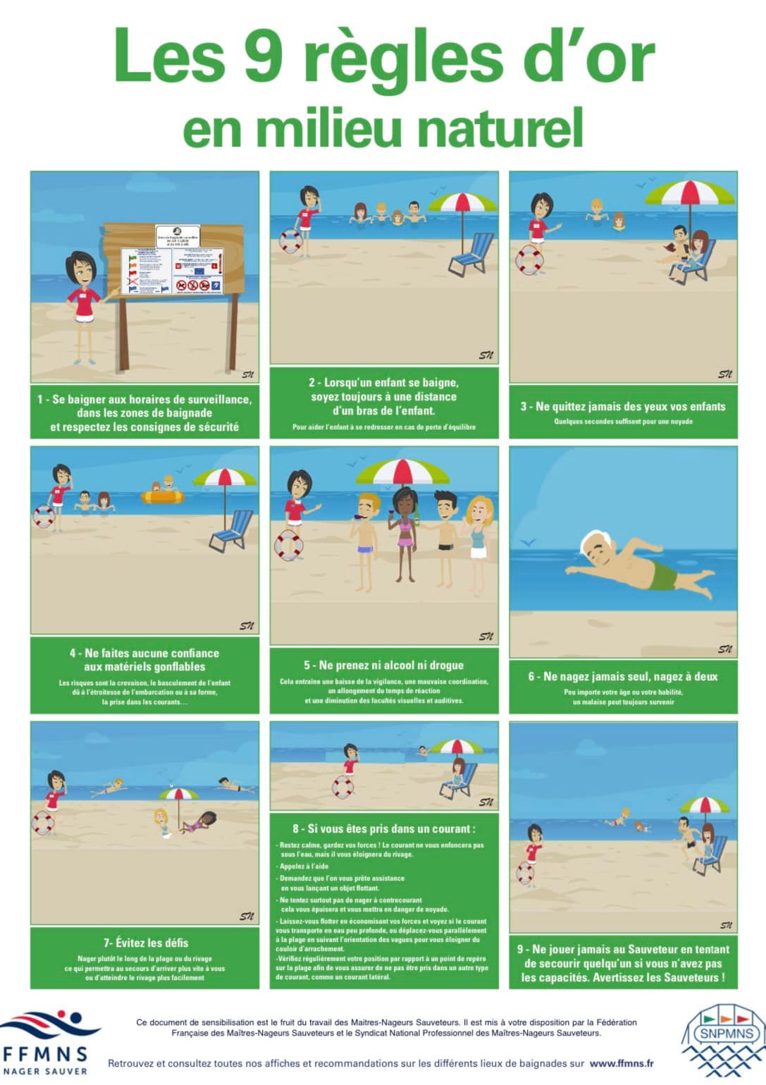 9 regles d'or pour la surveillance des baignades