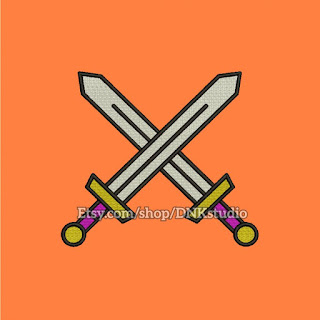 Crossed Swords Embroidery Design