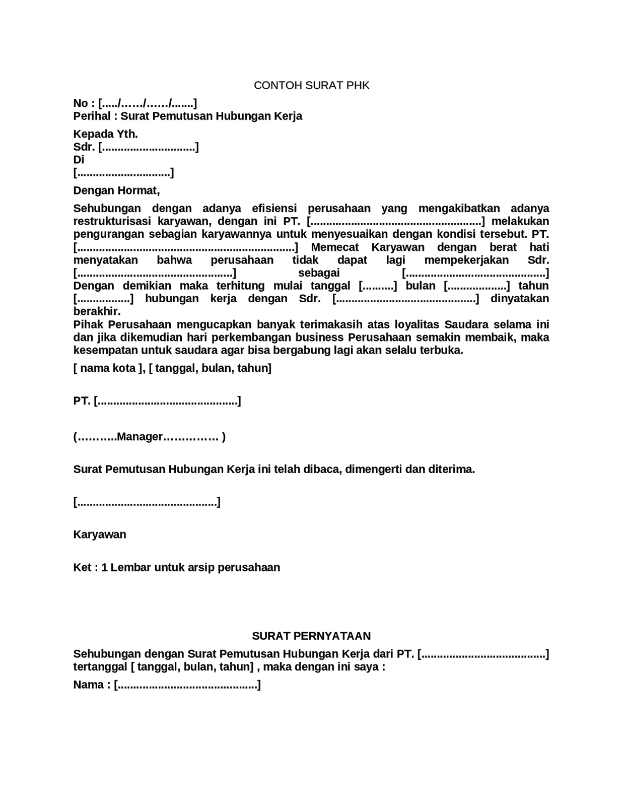  Pada artikel sebelumnya kita telah membahas mengenai Contoh Surat Pengunduran Diri Kerja   Contoh Surat Pemutusan Hubungan Kerja (PHK)