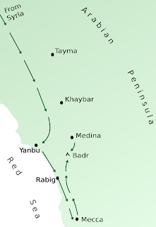 Bedir Muharebesi'ni gösteren bir harita