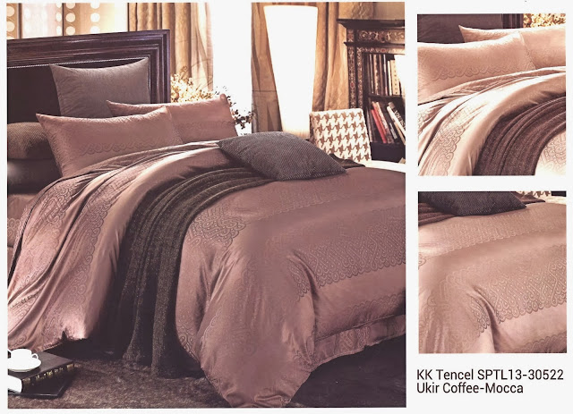 Sprei King Koil Tencel Motif ukir Coffee Mocca