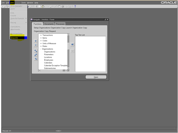 Steps to Copy and create New Inventory Organization