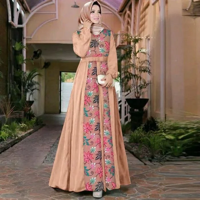Model Baju Gamis Motif Batik Modern Terbaru - Baju gamis batik modern