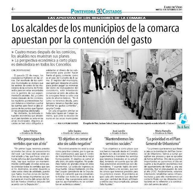 Landín Eirín y el resto de alcaldes de los municipios de la comarca de Pontevedra apuestan por la contención de gasto.