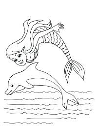 Cute Mermaid And Baby Dolphin On Sea Coloring BOOKS