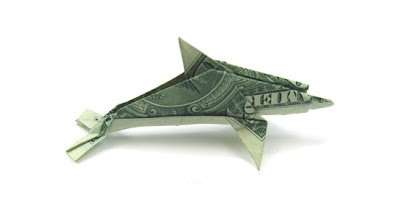 Origami with US dollar bills