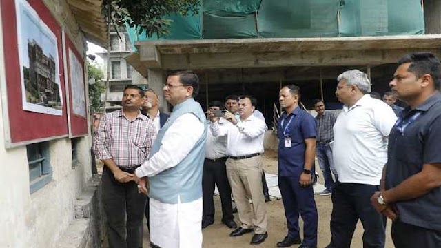 CM धामी ने निर्माणाधीन भवन 'उत्तराखण्ड निवास' का किया निरीक्षण