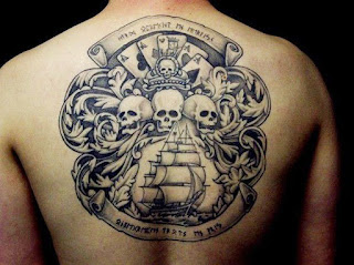 Upper Back Multi Theme Pirate Tattoo