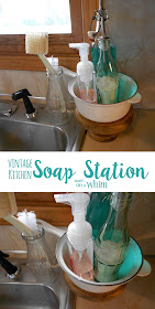 Vintage & Repurposed Kitchen Soap Station | Denise on a Whim