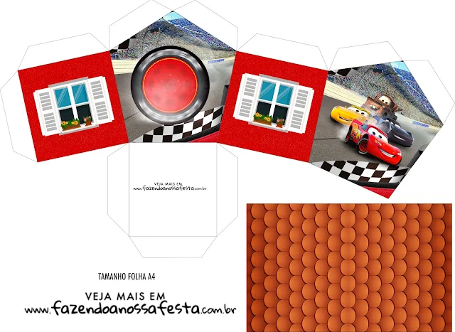 Cars 3: Caja con Forma de Casa para Fiesta para Imprimir Gratis.