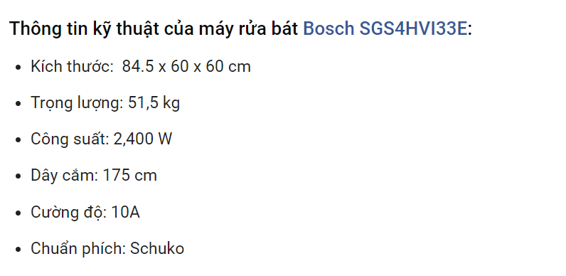 Máy rửa bát độc lập 13 bộ BOSCH SGS4HVI33E