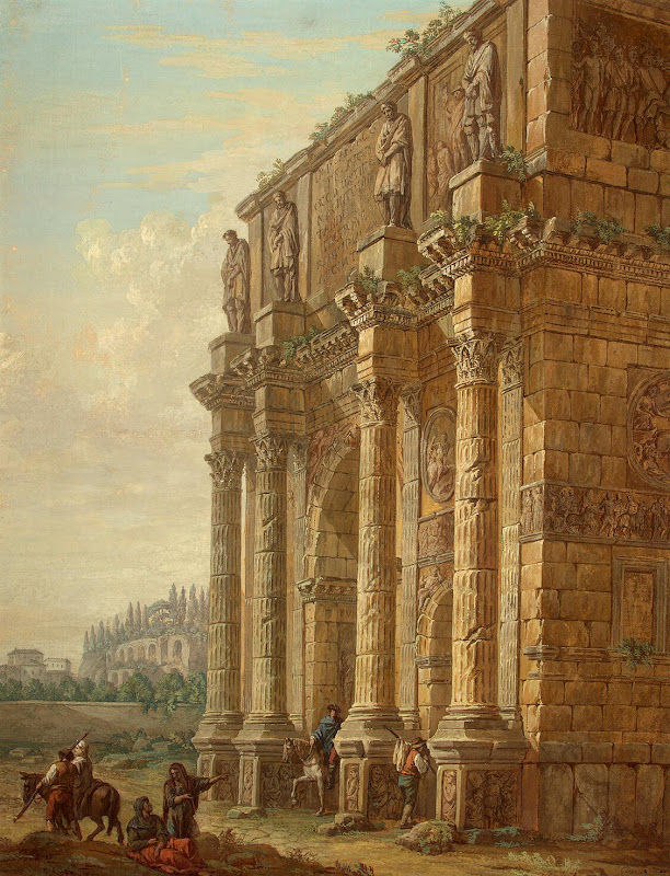 Triumphal Arch of Titus in Rome by Charles-Louis Clerisseau - Architecture, Landscape Drawings from Hermitage Museum