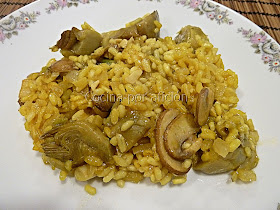 Arroz con alcachofas y champiñones