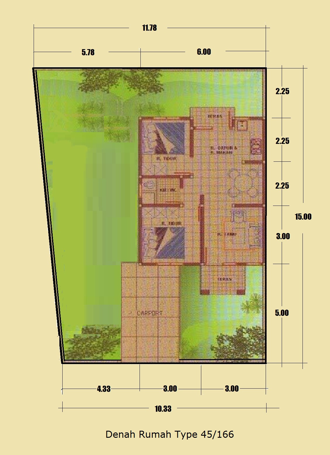 Rumah Minimalis Type 45 166 Halaman Luas Rumah Minimalis Taman