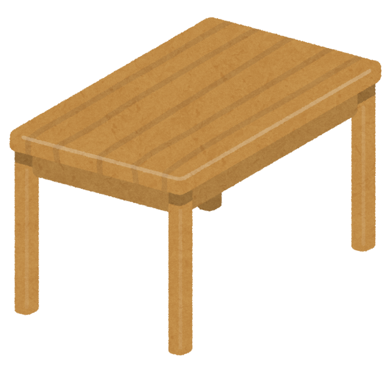 木のテーブルのイラスト 斜め かわいいフリー素材集 いらすとや