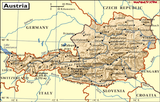 Mapas Geográficos da Áustria