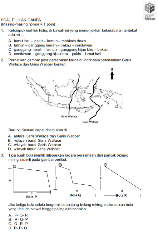 Soal OSN (Olimpiade Sains Nasional) IPA SD Tahun 2018