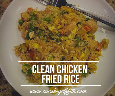 chicken fried rice, 30 minute meals, healthy chicken fried rice, chicken fried rice, 21 day fix approved, clean cooking, sarah griffith, top beachbody coach state college,  