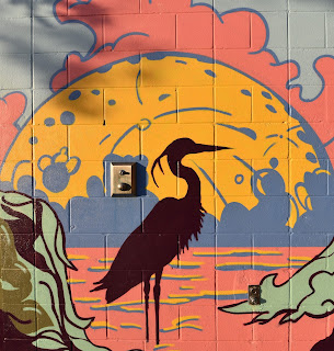 Nanaimo public mural street art bird heron.