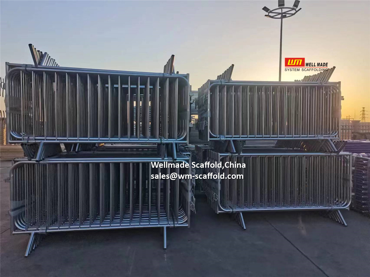 crowd control barrier - pedestrian bar barrier - metal barriers scaffold fence -wellmade china