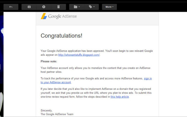Your Adsense Application Has Been Approved